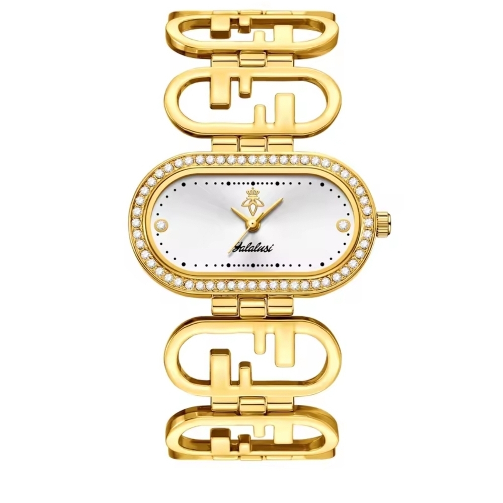 Gold Watch with White Face - Picture 1 of 4